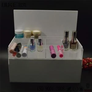 White Acrylic Snyrtivörur Organizer-Makeup Bílskúr Hugmyndir-Makeup Organization