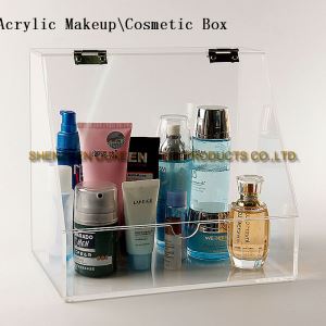 Factory Heildverslun Custom Design Transparent Acrylic Makeup \ Snyrtivörur Box Bílskúr Case