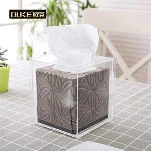 Square Clear Acrylic Tissue Box Með Skúffu